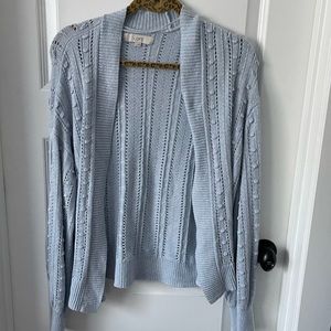 light blue cardigan